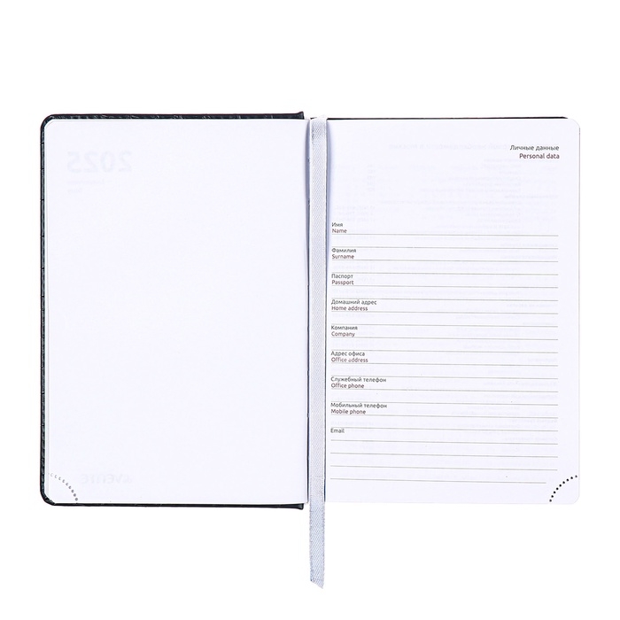 Ежедневник датированный 2025 года, deVENTE. Flag, B5 168 листов, deVENTE.Barbara, твердая обложка кожзам с поролоном, перфорация, ляссе, блок 70 г/м2, темно-синий