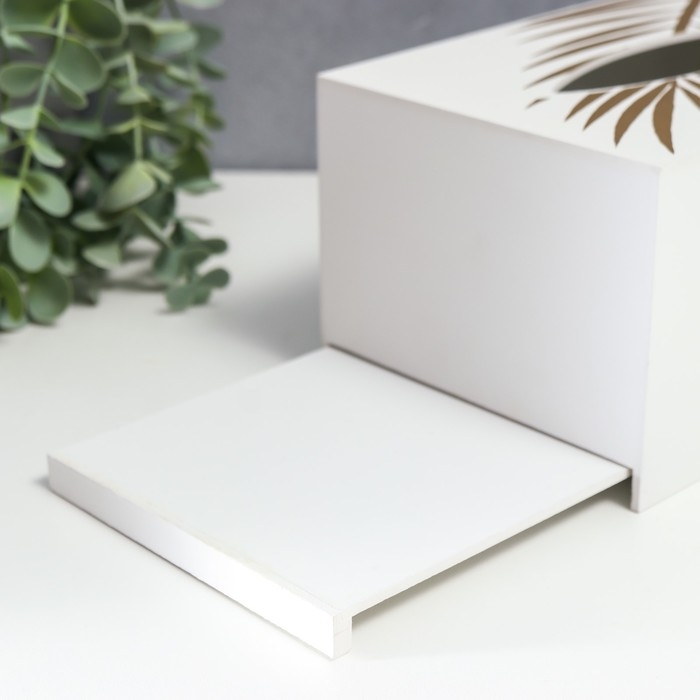 Шкатулка МДФ для салфеток "Золотой олень" белая 10х13х20 см