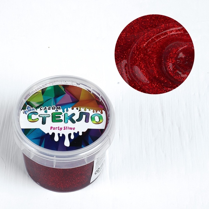 Слайм &laquo;Стекло&raquo; с красными блёстками, 90 г