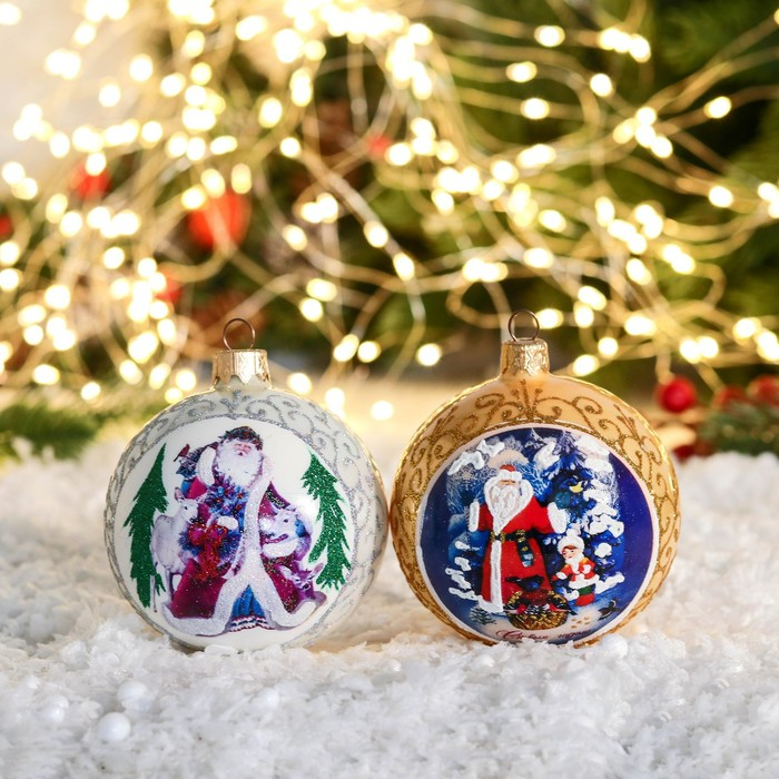 Шар новогодний Шар новогодний "Дед Мороз шагающий" микс d-8 см, микс