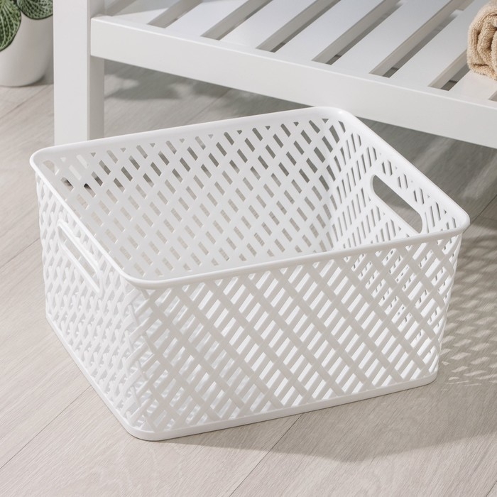 Корзина для хранения &laquo;Плетёнка&raquo;, 35&times;29&times;17,5 см, цвет белый
