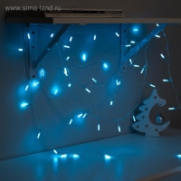 Гирлянда &laquo;Нить&raquo; 5 м с насадками &laquo;Звёздочки&raquo;, IP20, прозрачная нить, 50 LED, свечение аквамарин, 8 режимов, 220 В