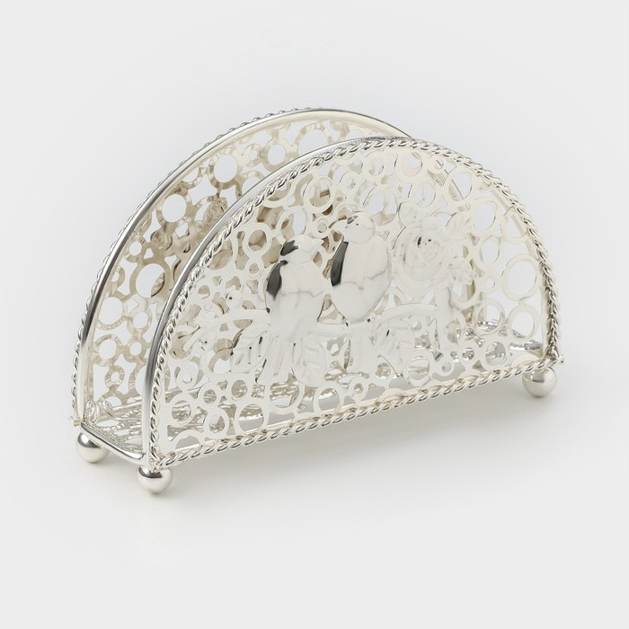 Салфетница декоративная &laquo;Птицы&raquo;, 14&times;4,5&times;8,5 см, цвет серебряный