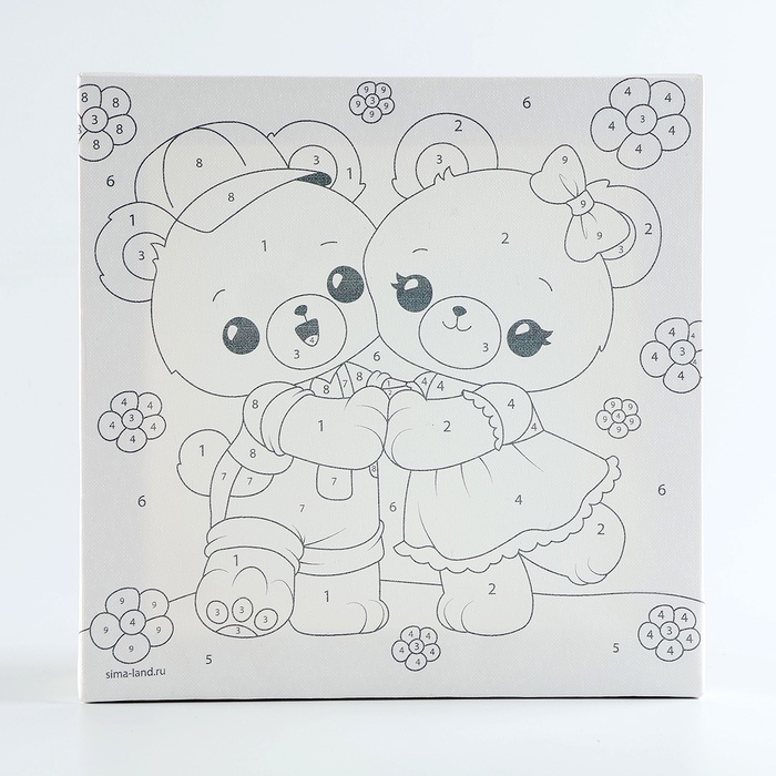 Картина по номерам на холсте с подрамником для детей &laquo;Мишки на лужайке&raquo;, 17 х 17 см