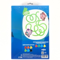 Картон цветной гофрированный, А4, 10 листов, 10 цветов, немелованный, двусторонний, в папке, 230 г/м², Смешарики Картон цветной гофрированный, А4, 10 листов, 10 цветов, немелованный, двусторонний, в папке, 230 г/м², Смешарики