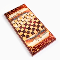 Нарды деревянные большие, настольная игра "Москва", 40 х 40 см, с шашками Нарды деревянные большие, настольная игра "Москва", 40 х 40 см, с шашками