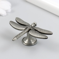 Ручка для шкатулки металл "Стрекоза" состаренное серебро 4,7х6 см