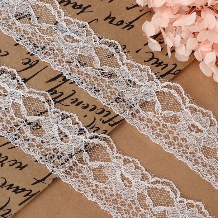 Кружево капроновое, 35 мм &times; 10 &plusmn; 1 м, цвет белый