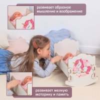 Кроватка-люлька &laquo;Единорог&raquo;, 43 см, белый, принт