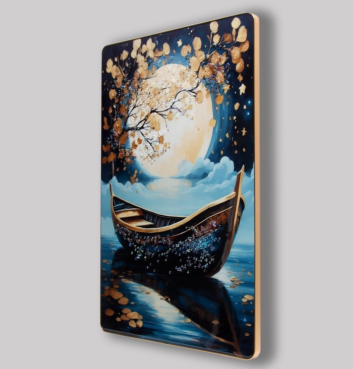 Картина акрил "Лодка под луной" 60х39,5 см