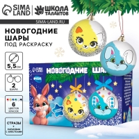 Ёлочные шары под раскраску на новый год &laquo;Зимнее чудо&raquo;, 2 шт, новогодний набор для творчества