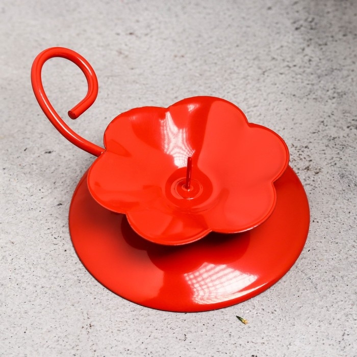 Подсвечник Подсвечник "Цветок Н" металл на 1 свечу, 9х3,5 см, красный