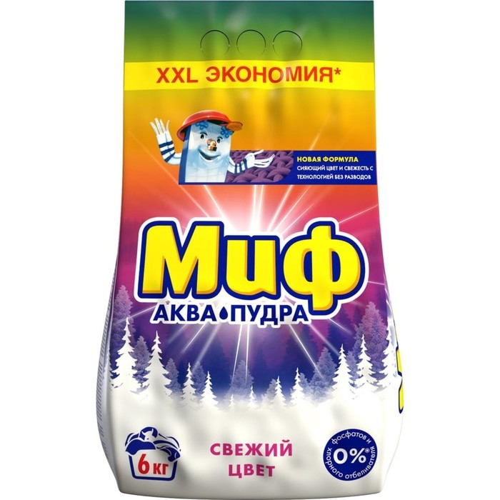 Стиральный порошок Стиральный порошок "Миф" 3 в 1 "Cвежий цвет", автомат, 6 кг