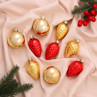 Набор украшений пластик 9 шт "Джоан" красно-золотой Набор украшений пластик 9 шт "Джоан" красно-золотой