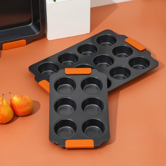 Форма для выпечки Magistro «French Bakery. Круг», 39×26,3×3.4 см, 12 ячеек, антипригарное покрытие Форма для выпечки Magistro «French Bakery. Круг», 39×26,3×3.4 см, 12 ячеек, антипригарное покрытие