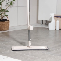 Швабра для мытья пола с вертикальным отжимом Доляна, 35&times;14&times;125 см, стальная ручка, микрофибра, дополнительная насадка
