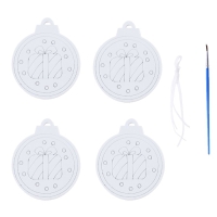 Ёлочное украшение под раскраску &laquo;Подарок&raquo; 4 шт., кисть