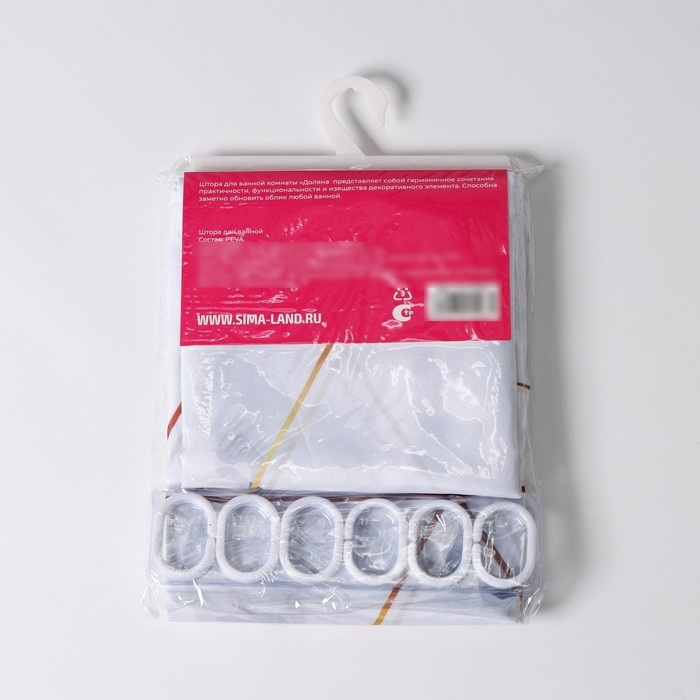 Штора для ванны Доляна &laquo;Мрамор&raquo; с люверсами, 180&times;180 см