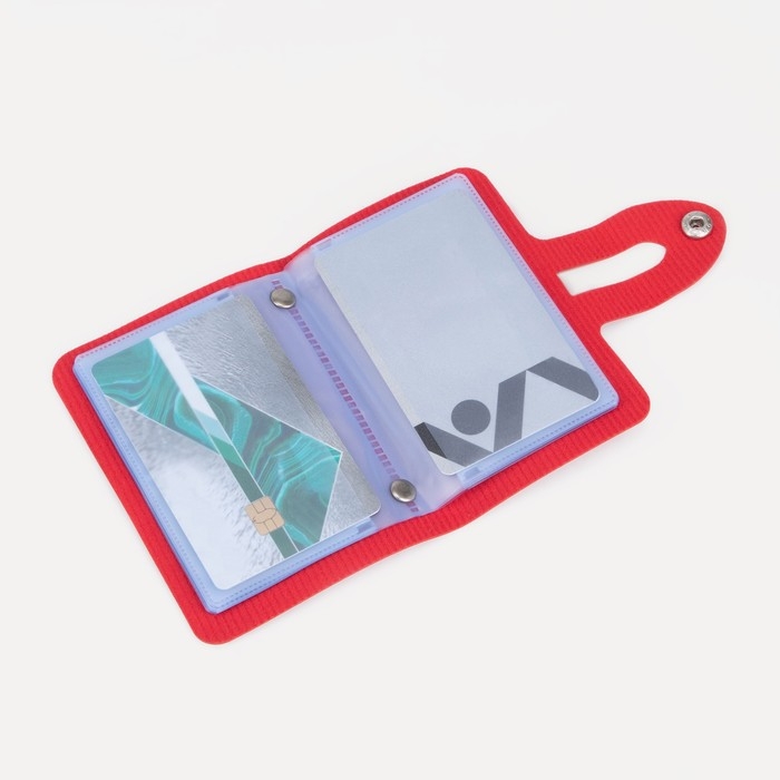 Визитница на кнопке на 24 карты, цвет красный Визитница на кнопке на 24 карты, цвет красный