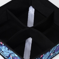 Органайзер для хранения белья Доляна &laquo;Тропики&raquo;, 4 ячейки, 29&times;29&times;10 см, цвет синий