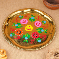 Набор «Цветы на золотом», жёлудь, 3 предмета, самовар 3 л, заварочный чайник 0,7 л, поднос Набор «Цветы на золотом», жёлудь, 3 предмета, самовар 3 л, заварочный чайник 0,7 л, поднос