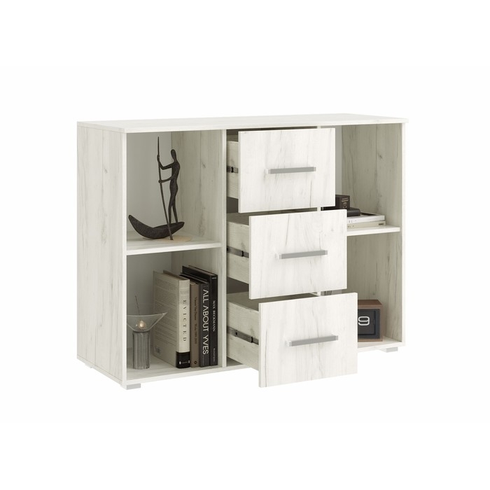 Комод 3 ящика 2 двери Фиеста, 1202х446х908, Графит/Дуб крафт белый