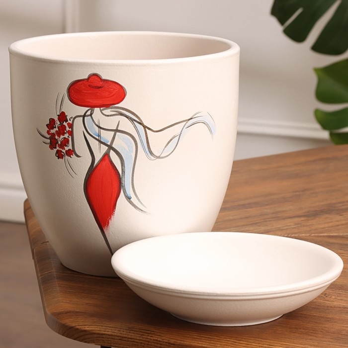 Горшок цветочный "Девушка в красном" 3,5 л