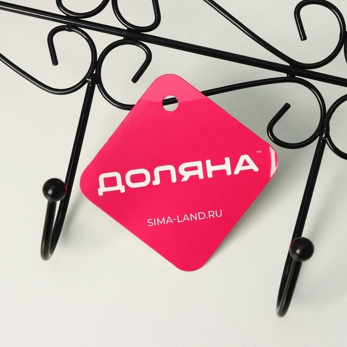 Вешалка на дверь на 5 крючков Доляна &laquo;Вензель&raquo;, 38&times;22,5&times;10 см, цвет чёрный