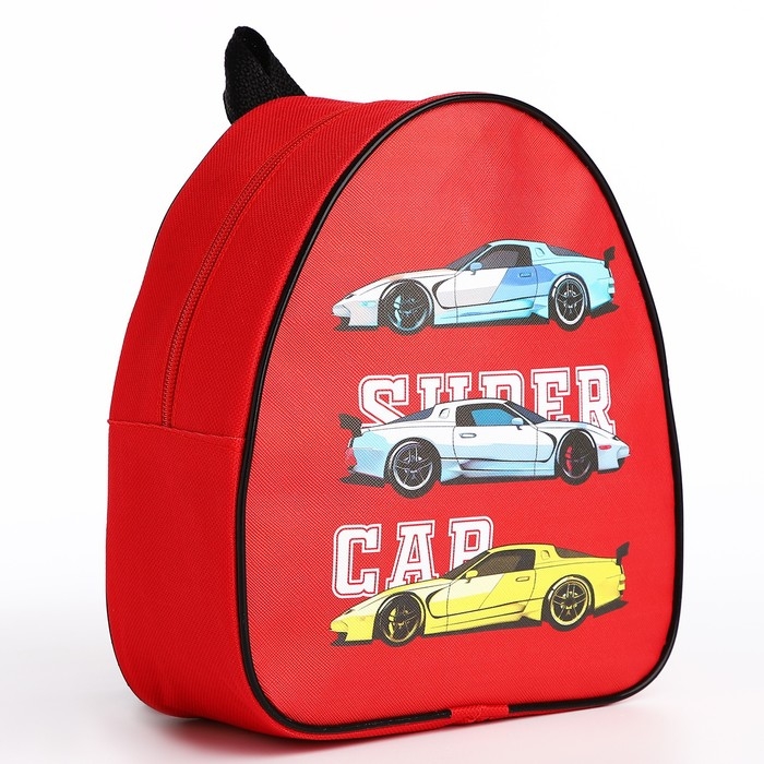 Рюкзак детский для мальчика «Гоночные машинки», 23х20,5 см, отдел на молнии, цвет красный Рюкзак детский для мальчика «Гоночные машинки», 23х20,5 см, отдел на молнии, цвет красный