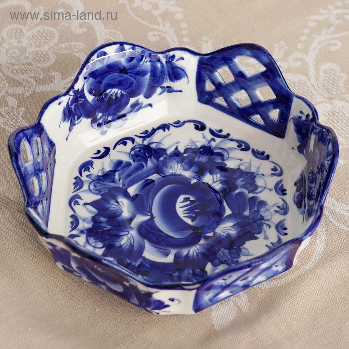 Сухарница &laquo;Уют&raquo;, 20&times;20&times;10 см, гжель