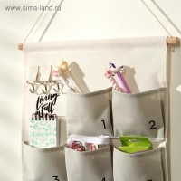 Органайзер подвесной с карманами Доляна &laquo;Молния&raquo;, 6 отделений, 50&times;35 см, цвет серый