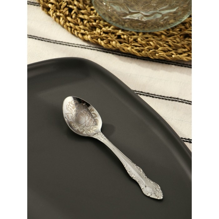 Ложка чайная &laquo;Тройка&raquo;, h=14 см, толщина 1,5 мм, художественная роспись