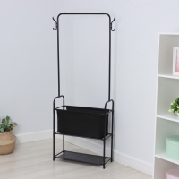 Вешалка - стойка напольная для одежды LaDо́m, с полками для хранения, 60&times;26&times;160 см, цвет чёрный
