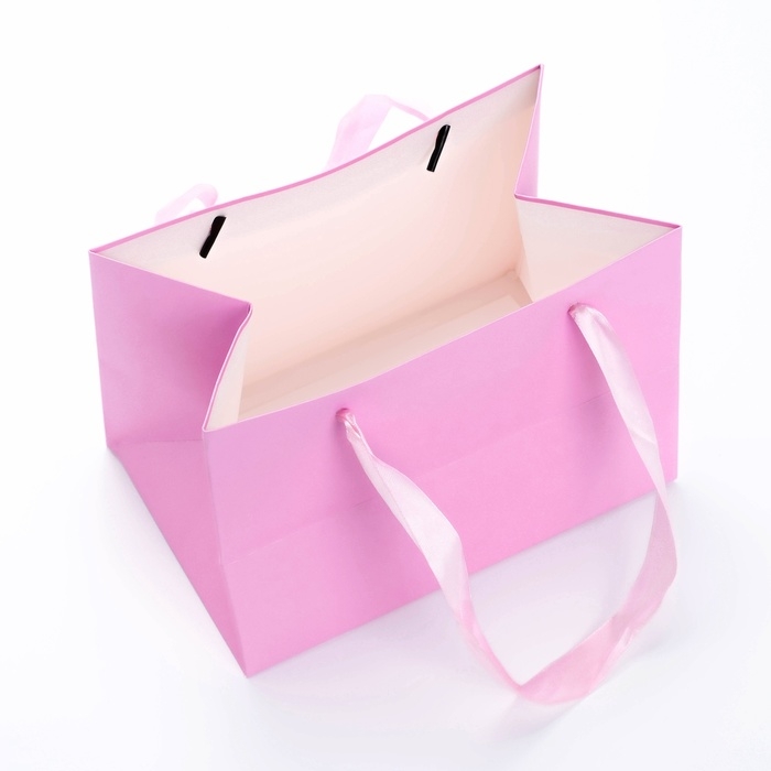 Пакет подарочный с широким дном 20 × 14 × 13,2 см, розовый Пакет подарочный с широким дном 20 × 14 × 13,2 см, розовый