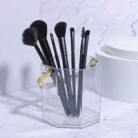 Органайзер для хранения косметических принадлежностей &laquo;CLEAN GOLD&raquo;, с ручкой, восьмиугольный, d = 12,5 &times; 12 см, цвет прозрачный/золотистый