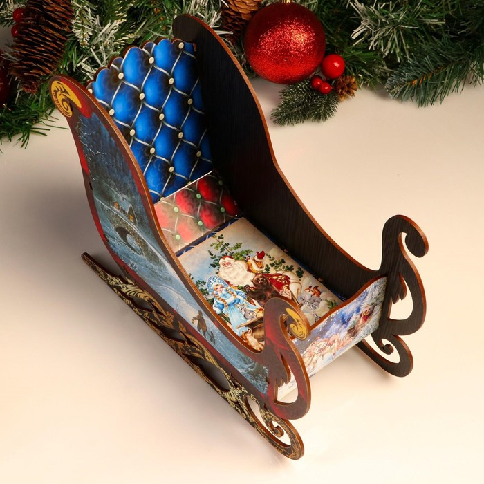 Шкатулка-Фруктовница Шкатулка-Фруктовница " Сани", микс, 28х11,5х20 см