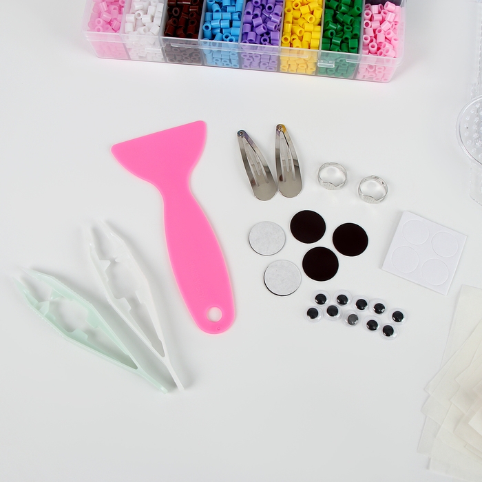 Термомозаика, 24 цвета, светятся в темноте, основа &mdash; 4 шт., пинцет &mdash; 2 шт., магнит &mdash; 5 шт., глазки