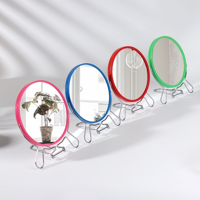 Зеркало настольное - подвесное «Круг», двустороннее, с увеличением, d зеркальной поверхности 14 см, цвет МИКС Зеркало настольное - подвесное «Круг», двустороннее, с увеличением, d зеркальной поверхности 14 см, цвет МИКС