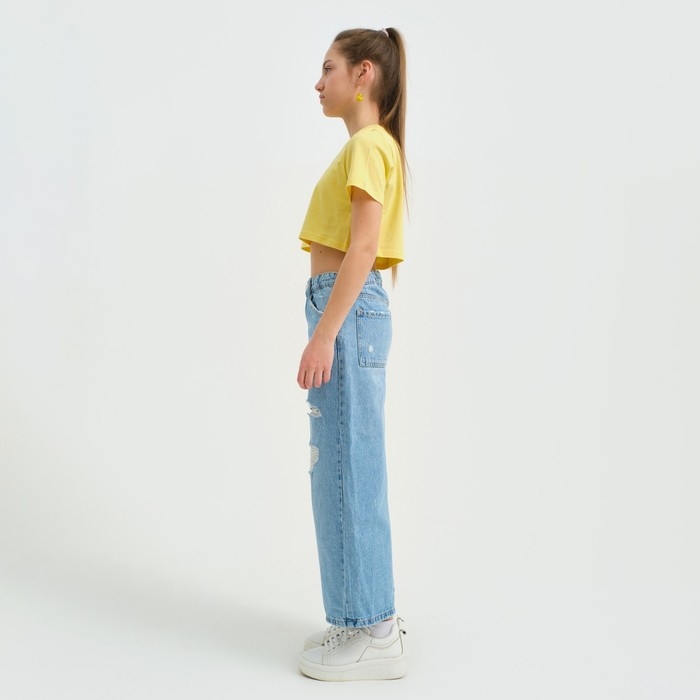 Футболка для девочки укороченная KAFTAN "Selfie", рост 164-170, цвет жёлтый