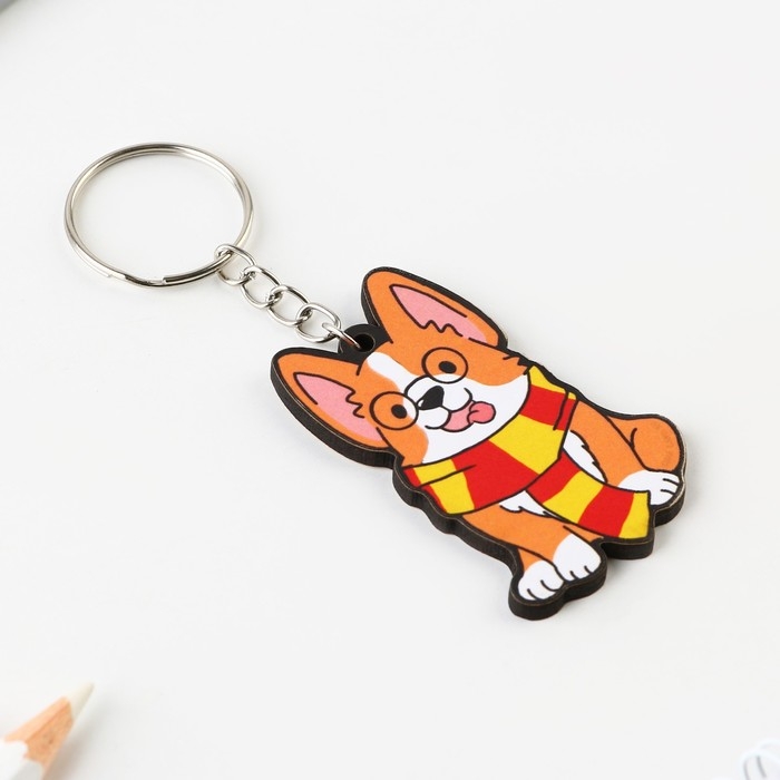 Брелок для ключей деревянный &laquo;Корги Поттер&raquo;, 4,7 х 6 см