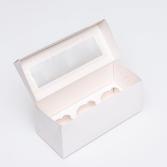 Коробка для 3 капкейка с окном, целлюлоза, 25 х 10 х 10 см Коробка для 3 капкейка с окном, целлюлоза, 25 х 10 х 10 см