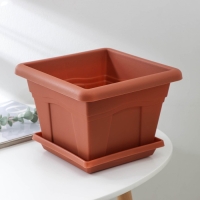 Горшок с поддоном &laquo;Квадро&raquo;, 5,1 л, цвет терракотовый