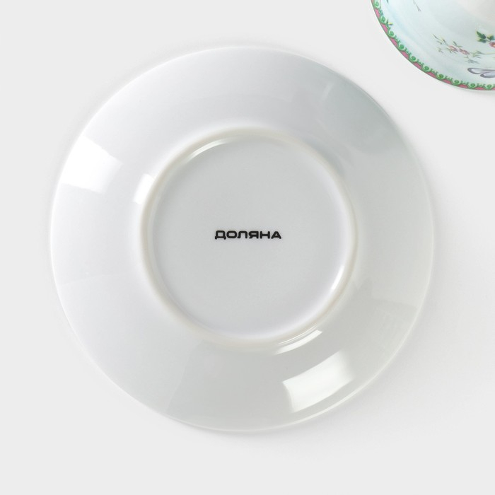 Чайная пара керамическая Доляна &laquo;Пелагея&raquo;, 2 предмета: чашка 220 мл, блюдце d=14 см