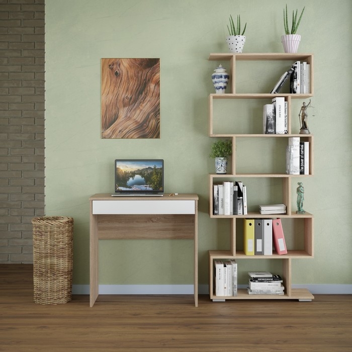 Стол письменный Нордик с ящиком, 750х350х750, Дуб сонома/Белый