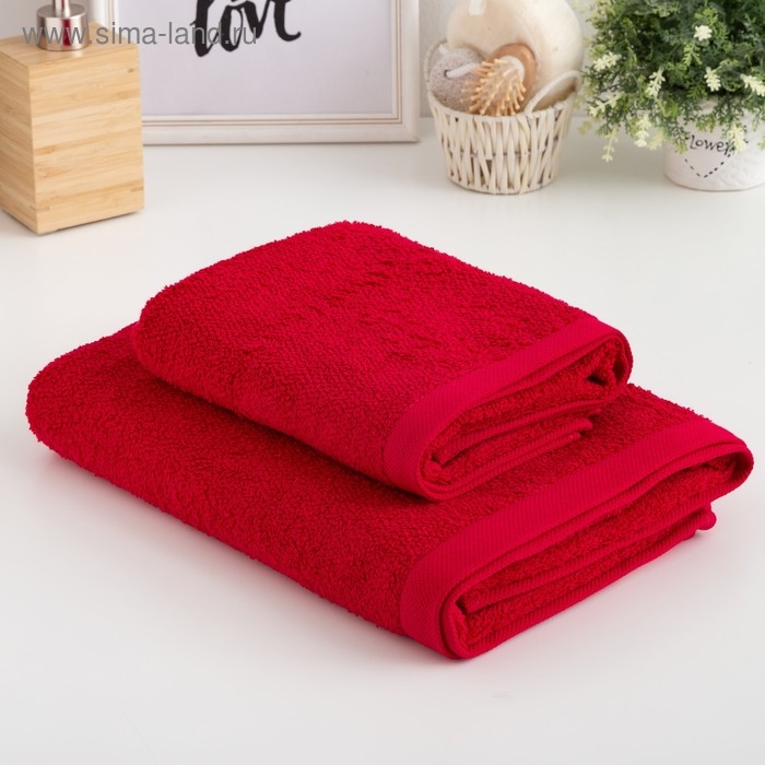 Полотенце махровое Этель &laquo;Терри&raquo; 70x140 см, красный