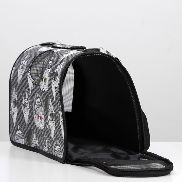 Сумка - переноска для животных Сумка - переноска для животных "Зимние коты", размер M, 40 х 21 х 27 см