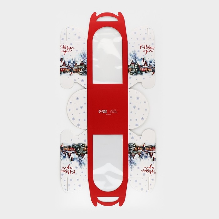 Складная коробка под маленький торт «Зимний город», 15 х 15 х 18 см, Новый год Складная коробка под маленький торт «Зимний город», 15 х 15 х 18 см, Новый год