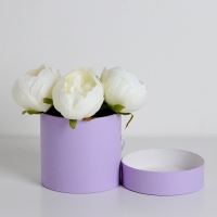 Подарочная коробка, круглая, лавандовая,с шнурком, 12 х 12 см