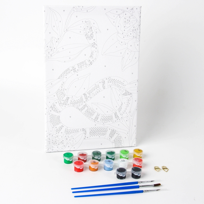 Картина по номерам на холсте с подрамником на новый год «Красная змея», 30 х 20 см, символ года 2025, новогодний набор для творчества Картина по номерам на холсте с подрамником на новый год «Красная змея», 30 х 20 см, символ года 2025, новогодний набор для творчества