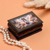 Шкатулка &laquo;Ангел с лейкой&raquo;, черная, 6&times;9 см, лаковая миниатюра